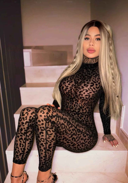 Fierce Elegance Velvet Leopard Bodysuit