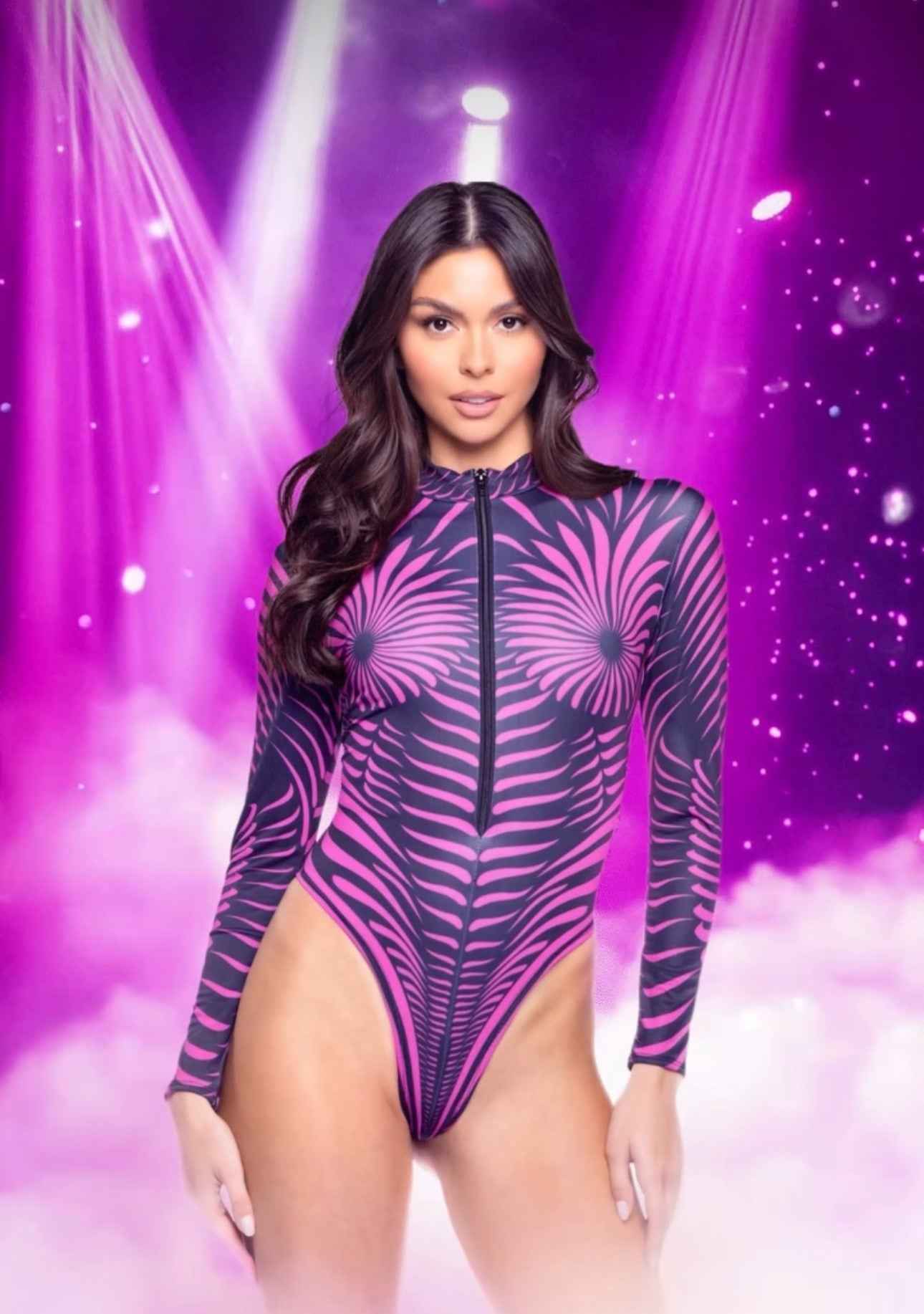 Hypnotic Swirl Zip-up Romper