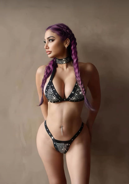2PC Fully Bedazzled Rhinestone Bikini Set by Rave Fix