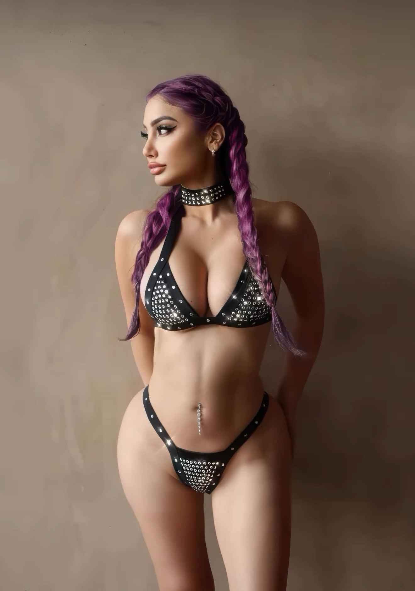 2PC Fully Bedazzled Rhinestone Bikini Set