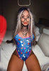 ElectroGlow Print High-Cut Bodysuit