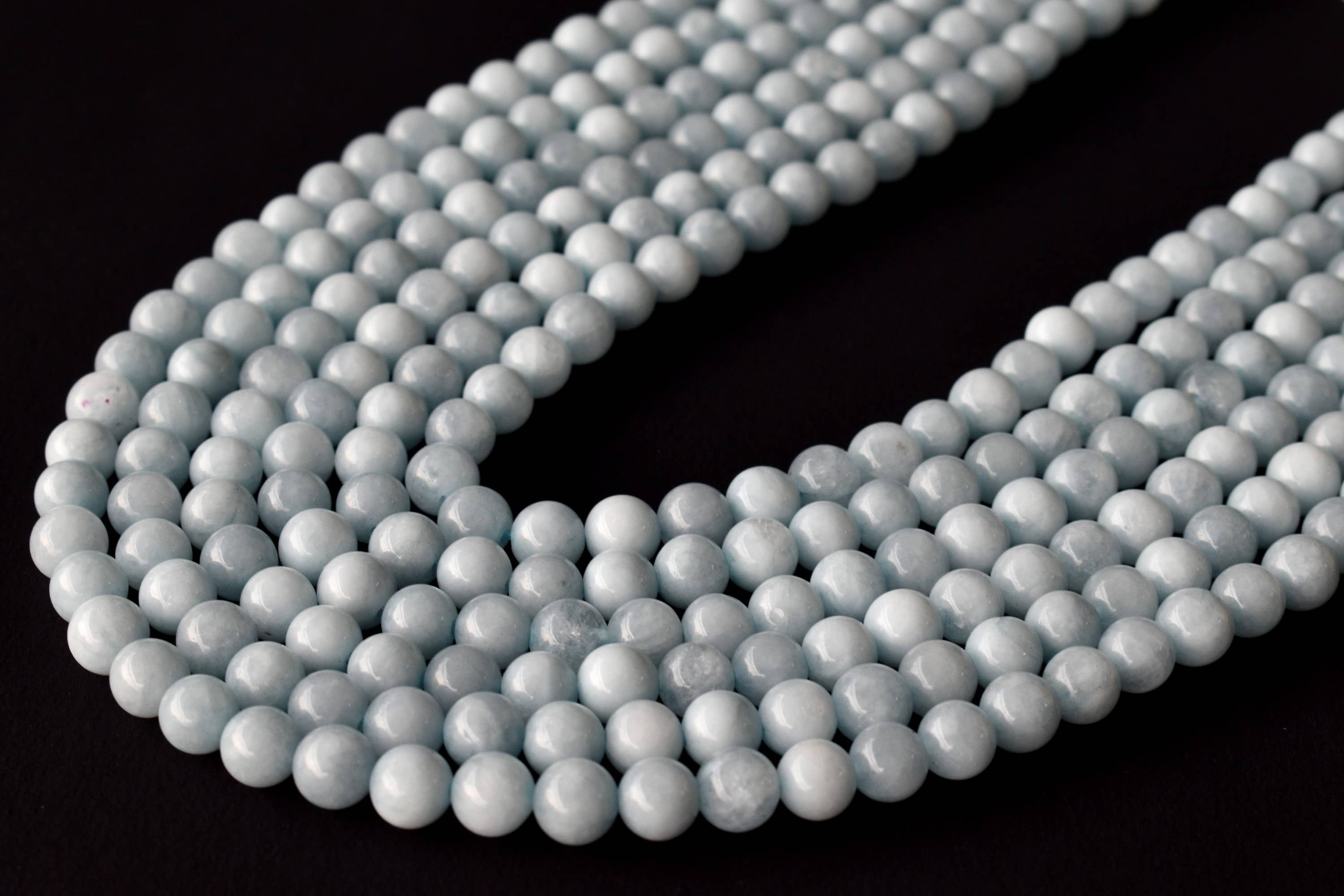 Aquamarine Beads, Natural Crystal Round Beads 6mm to 10mm  DestGlow