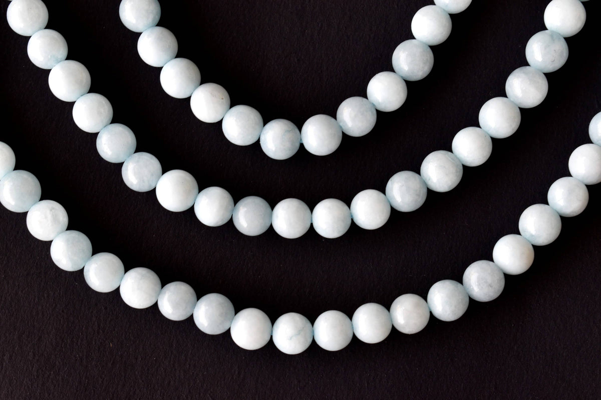 Aquamarine Beads, Natural Crystal Round Beads 6mm to 10mm  DestGlow