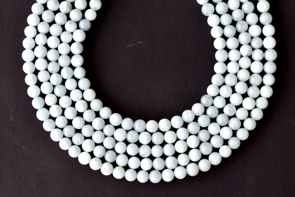 Aquamarine Beads, Natural Crystal Round Beads 6mm to 10mm  DestGlow