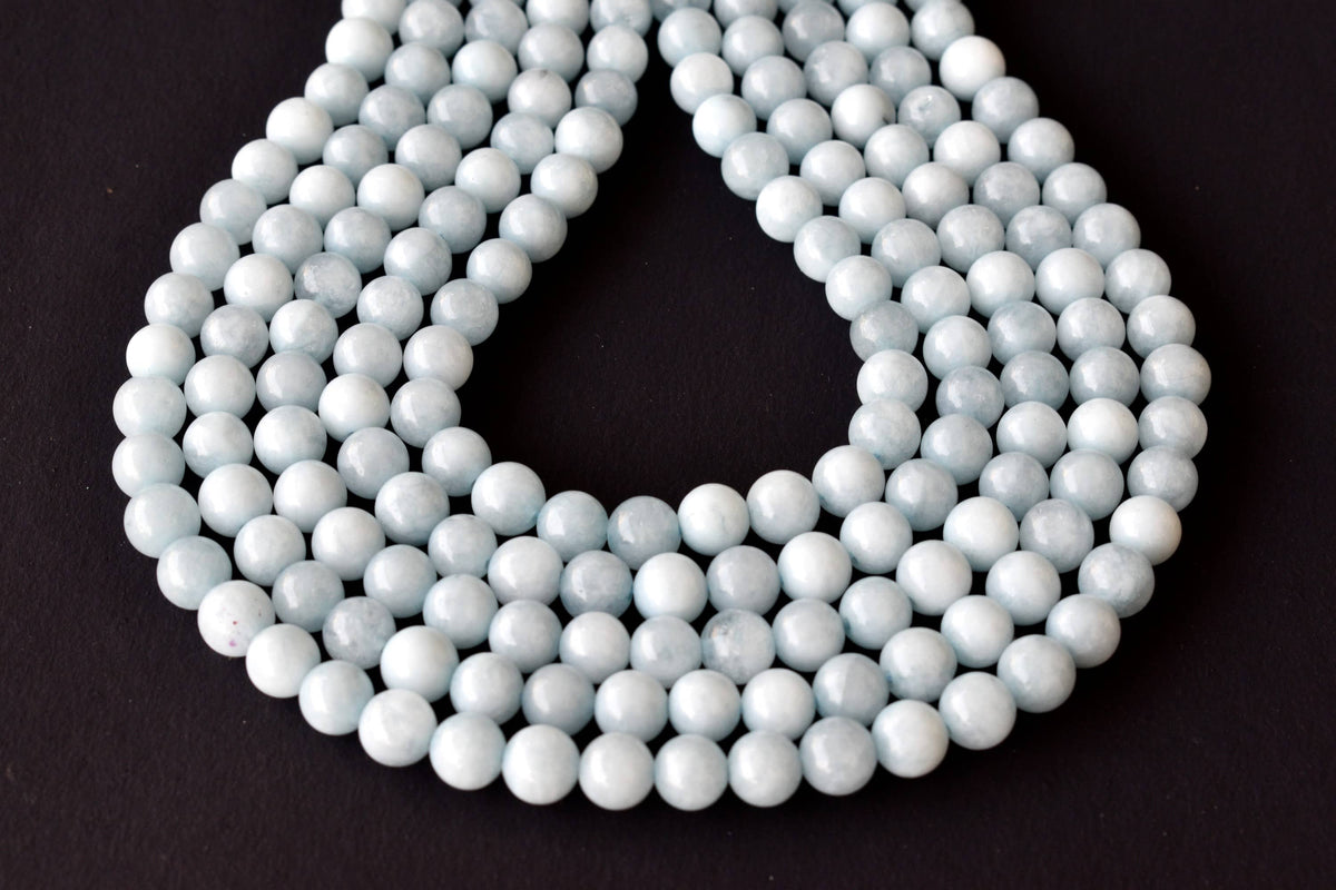 Aquamarine Beads, Natural Crystal Round Beads 6mm to 10mm  DestGlow