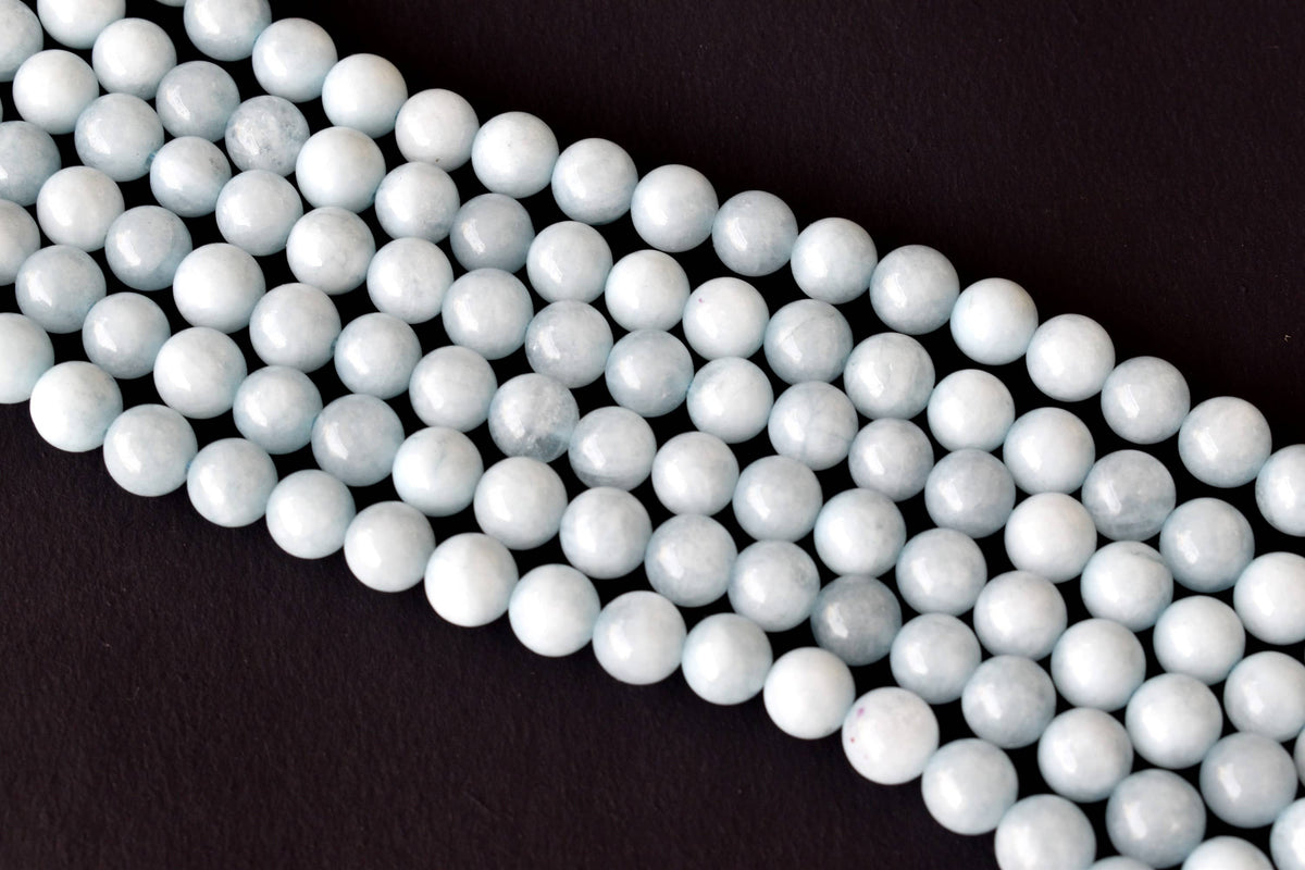 Aquamarine Beads, Natural Crystal Round Beads 6mm to 10mm  DestGlow