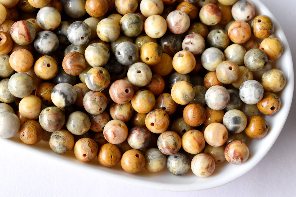 Crazy Lace Agate Beads, Natural Round Crystal Beads 4mm to 12mm  DestGlow