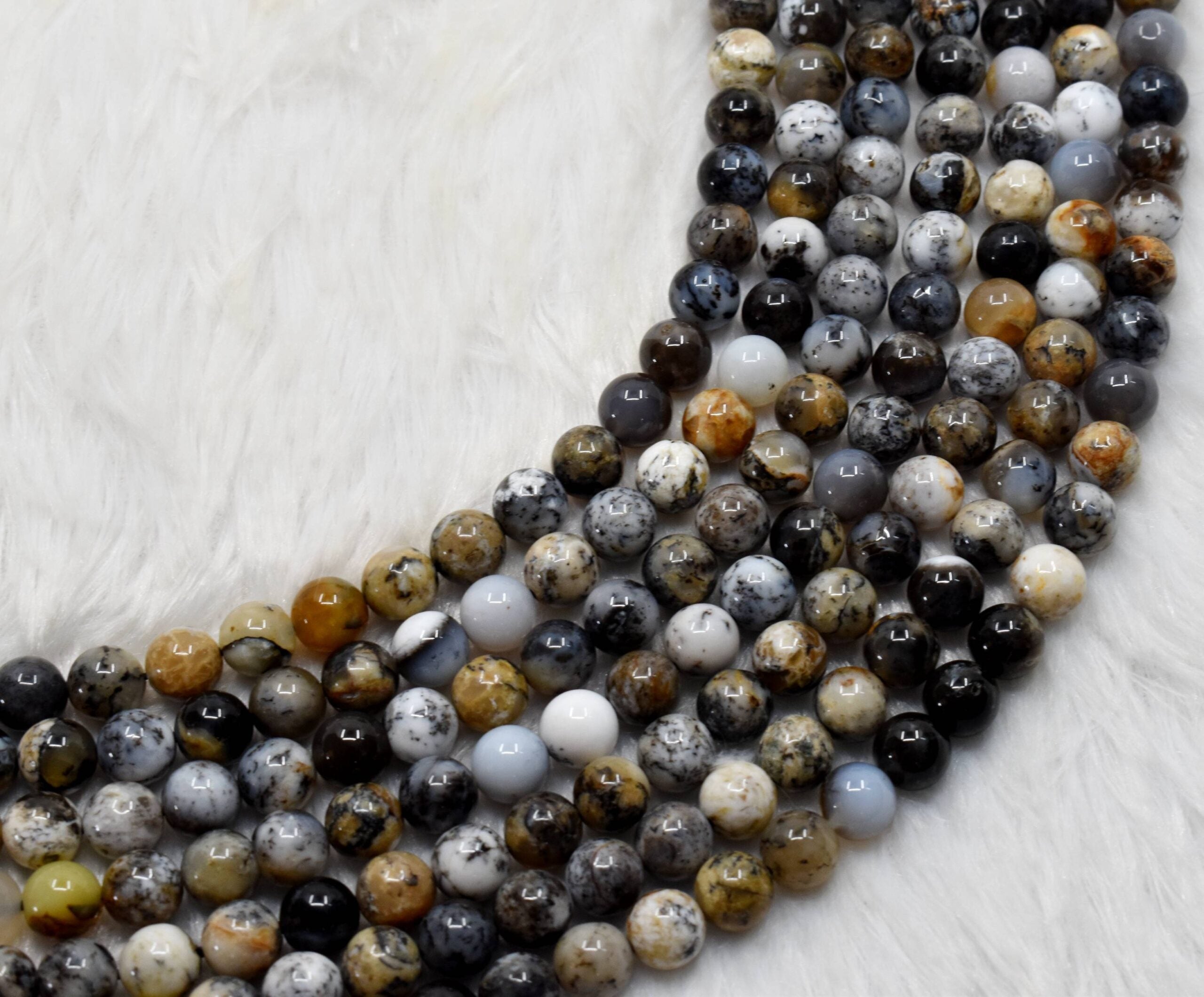 Dendritic Opal Beads, Natural Round Crystal Beads 6mm to 10mm  DestGlow