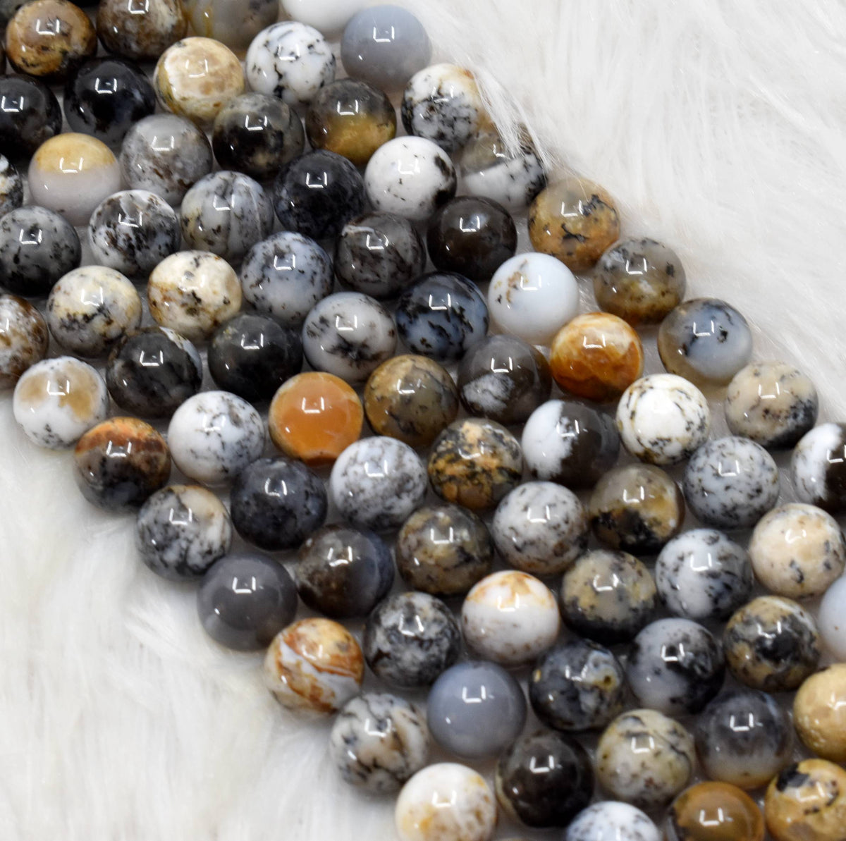 Dendritic Opal Beads, Natural Round Crystal Beads 6mm to 10mm  DestGlow