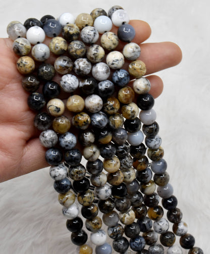 Dendritic Opal Beads, Natural Round Crystal Beads 6mm to 10mm  DestGlow