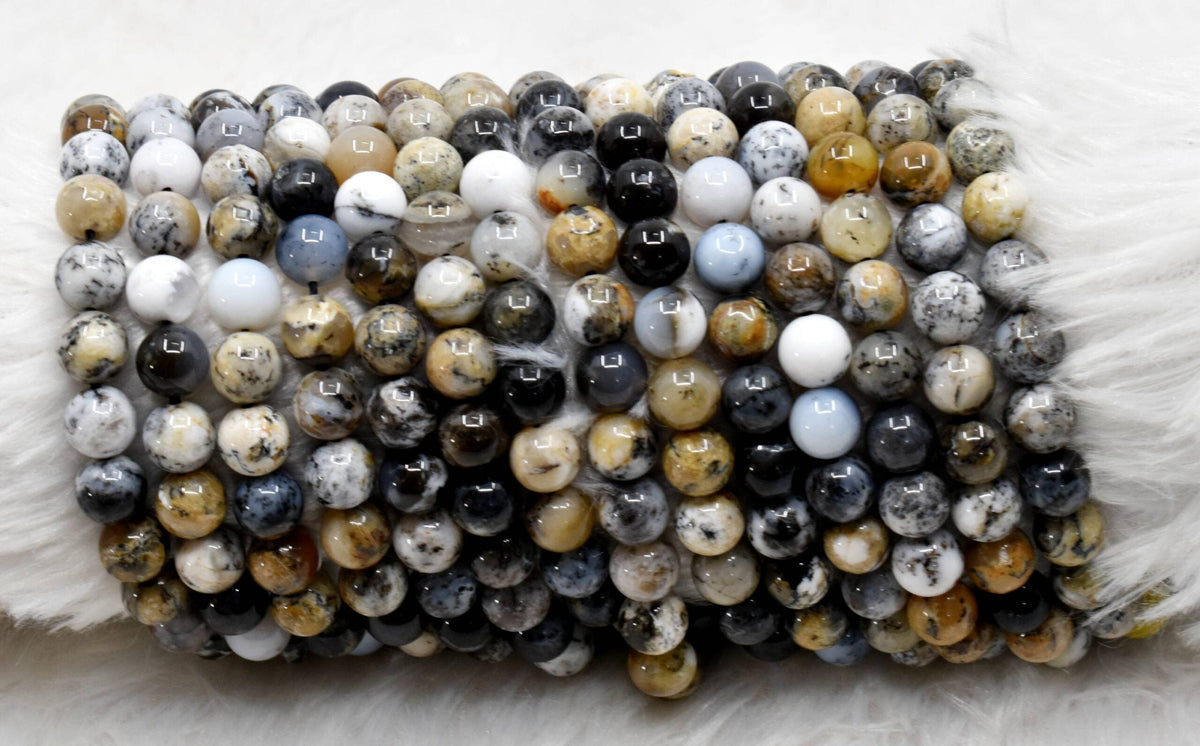 Dendritic Opal Beads, Natural Round Crystal Beads 6mm to 10mm  DestGlow