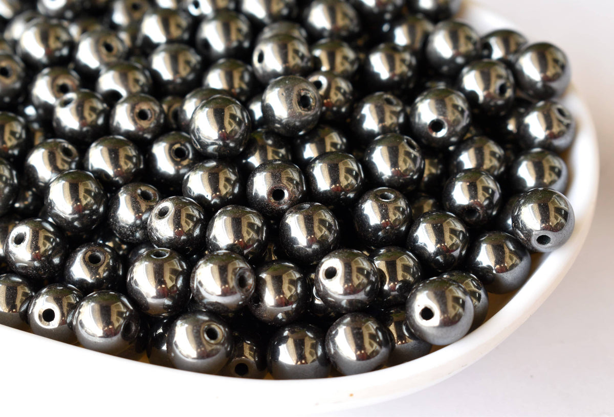 Hematite Beads, Natural Round Crystal Beads.  DestGlow