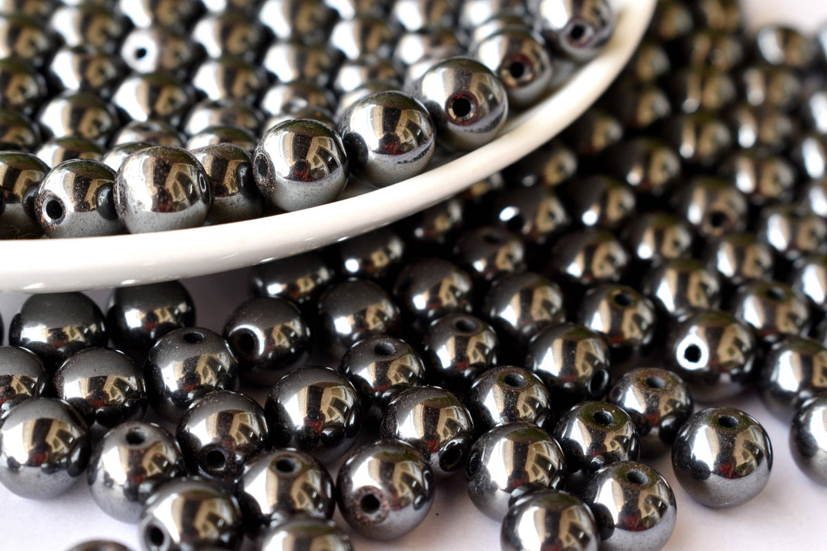 Hematite Beads, Natural Round Crystal Beads.  DestGlow