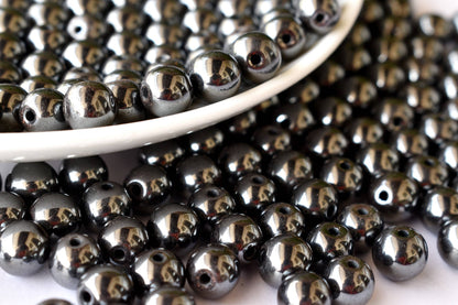 Hematite Beads, Natural Round Crystal Beads.  DestGlow