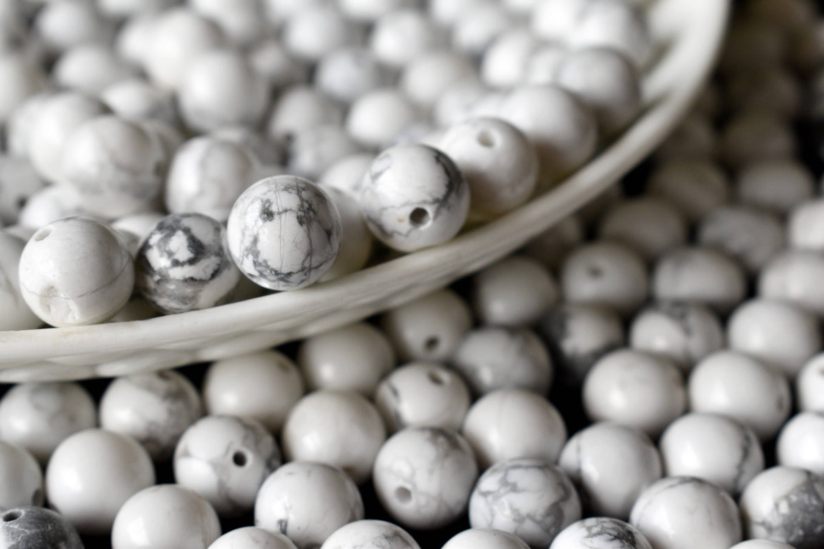 Howlite Beads, Natural Round Crystal Beads 4mm to 12mm  DestGlow