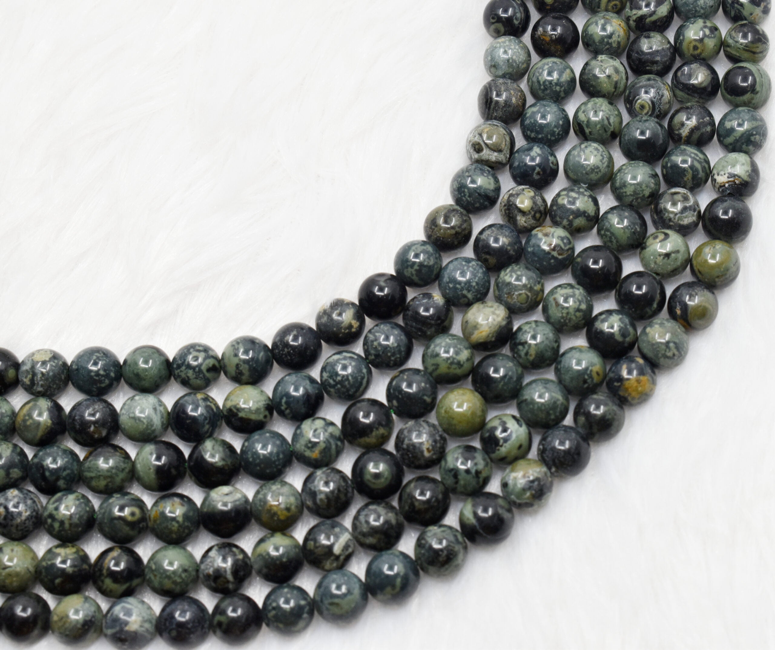 Kambaba Jasper Beads, Natural Round Crystal Beads 4mm to 10mm.  DestGlow