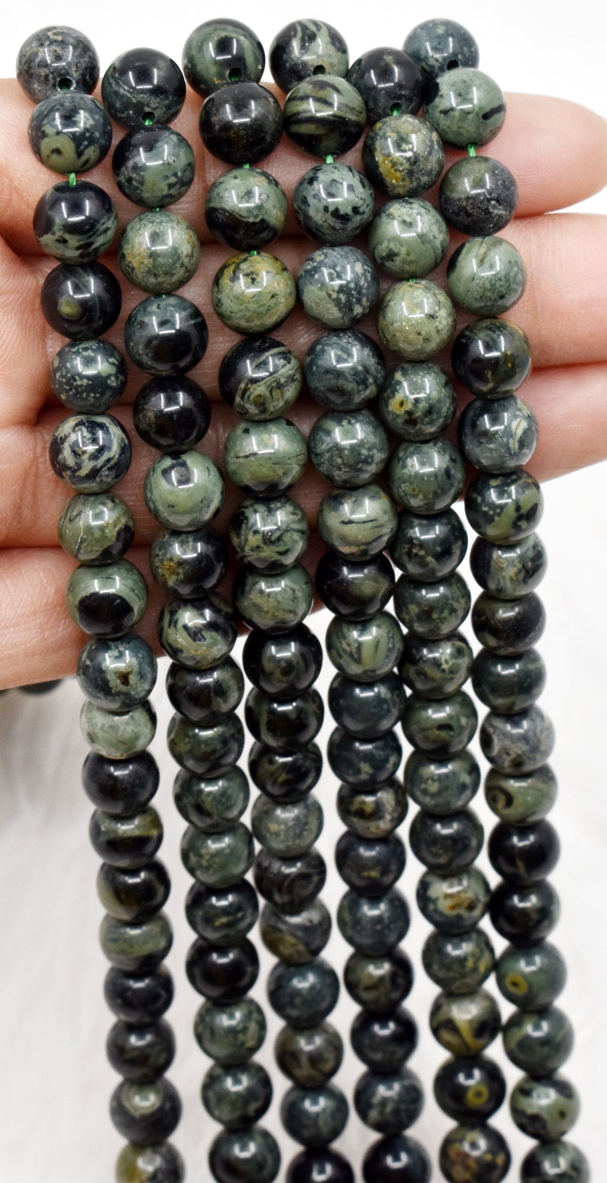 Kambaba Jasper Beads, Natural Round Crystal Beads 4mm to 10mm.  DestGlow