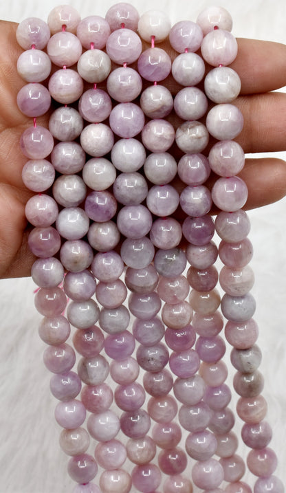 Kunzite Beads, Natural Round Crystal Beads 6mm to 10mm  DestGlow