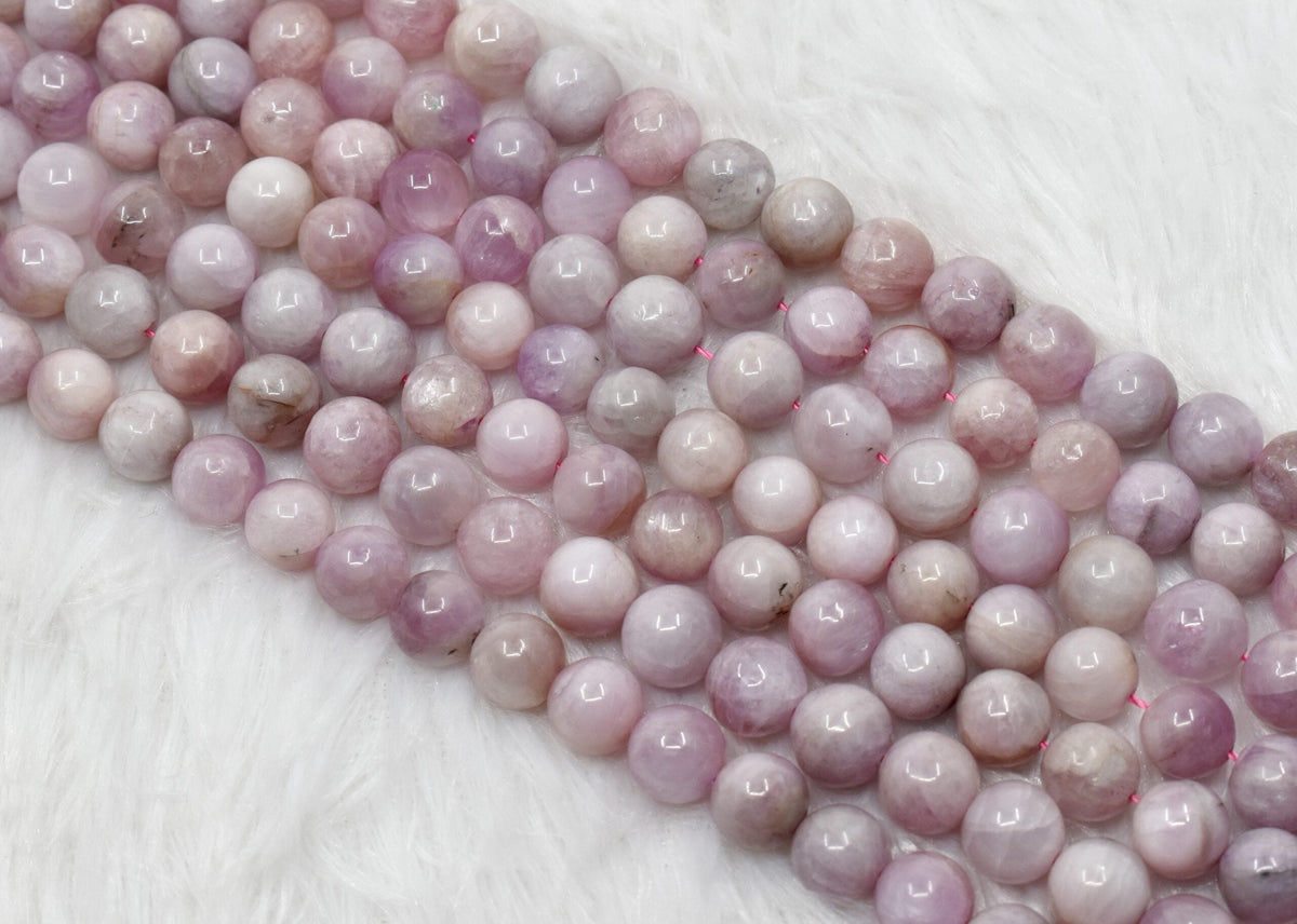 Kunzite Beads, Natural Round Crystal Beads 6mm to 10mm  DestGlow