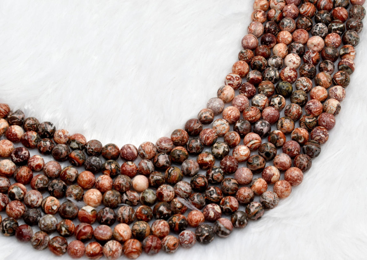 Leopardskin Jasper Beads, Natural Round Crystal Beads 4mm to 10mm.  DestGlow