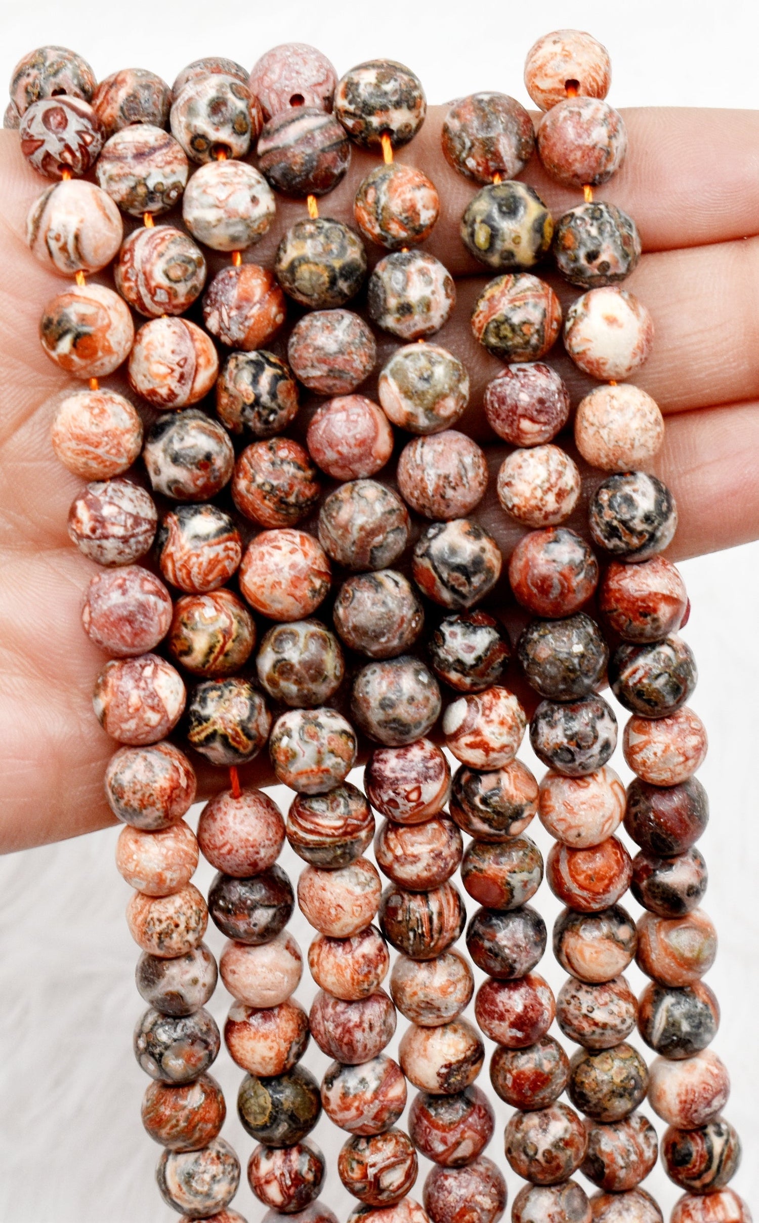 Leopardskin Jasper Beads, Natural Round Crystal Beads 4mm to 10mm.  DestGlow