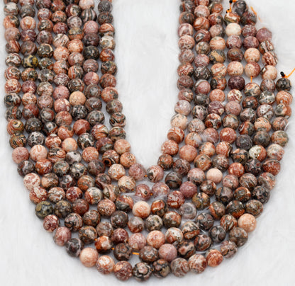 Leopardskin Jasper Beads, Natural Round Crystal Beads 4mm to 10mm.  DestGlow