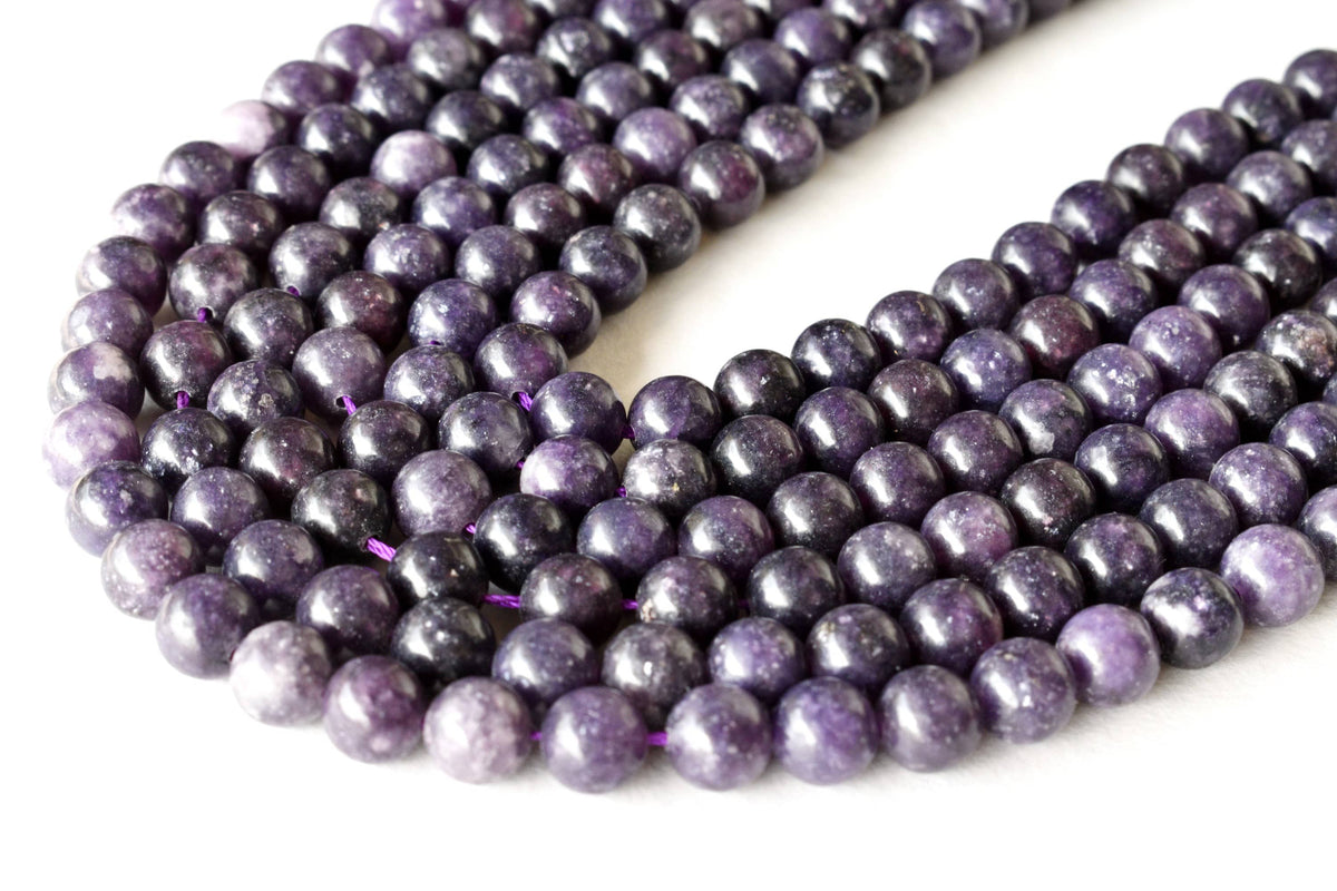 Lepidolite Beads, Natural Round Crystal Beads 6mm to 10mm  DestGlow