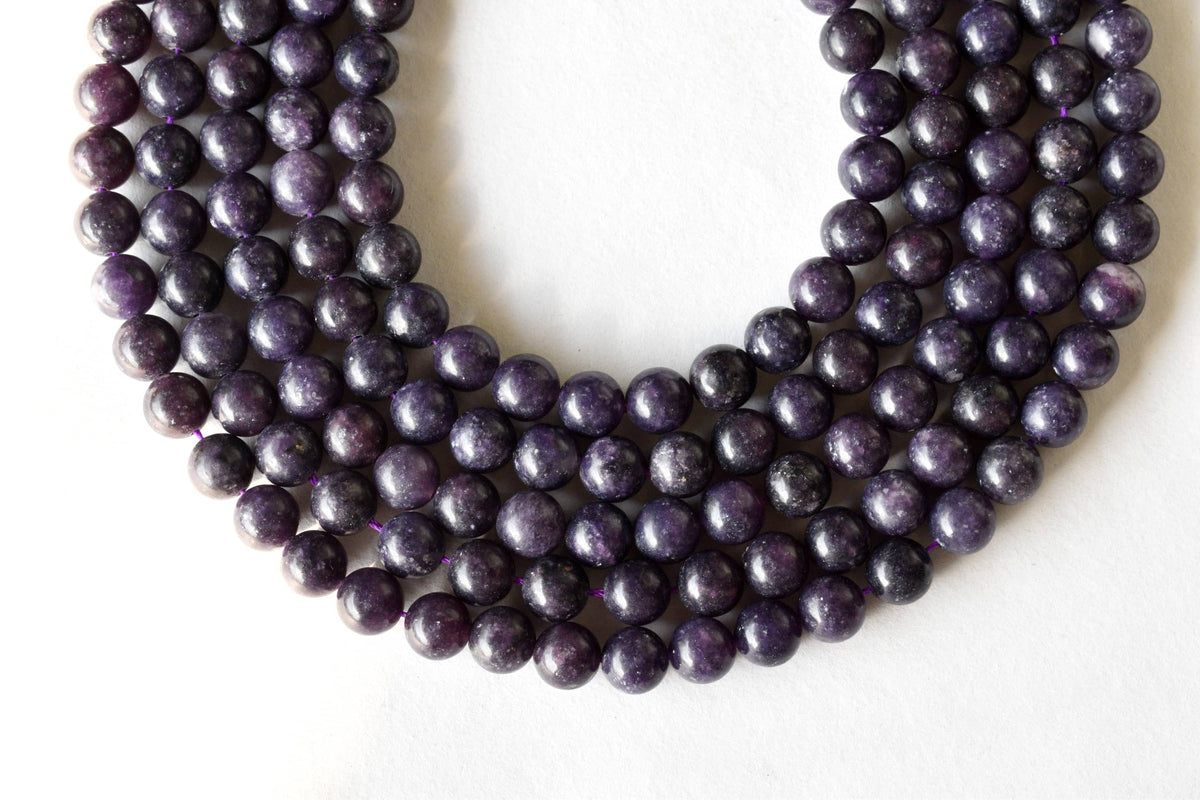 Lepidolite Beads, Natural Round Crystal Beads 6mm to 10mm  DestGlow