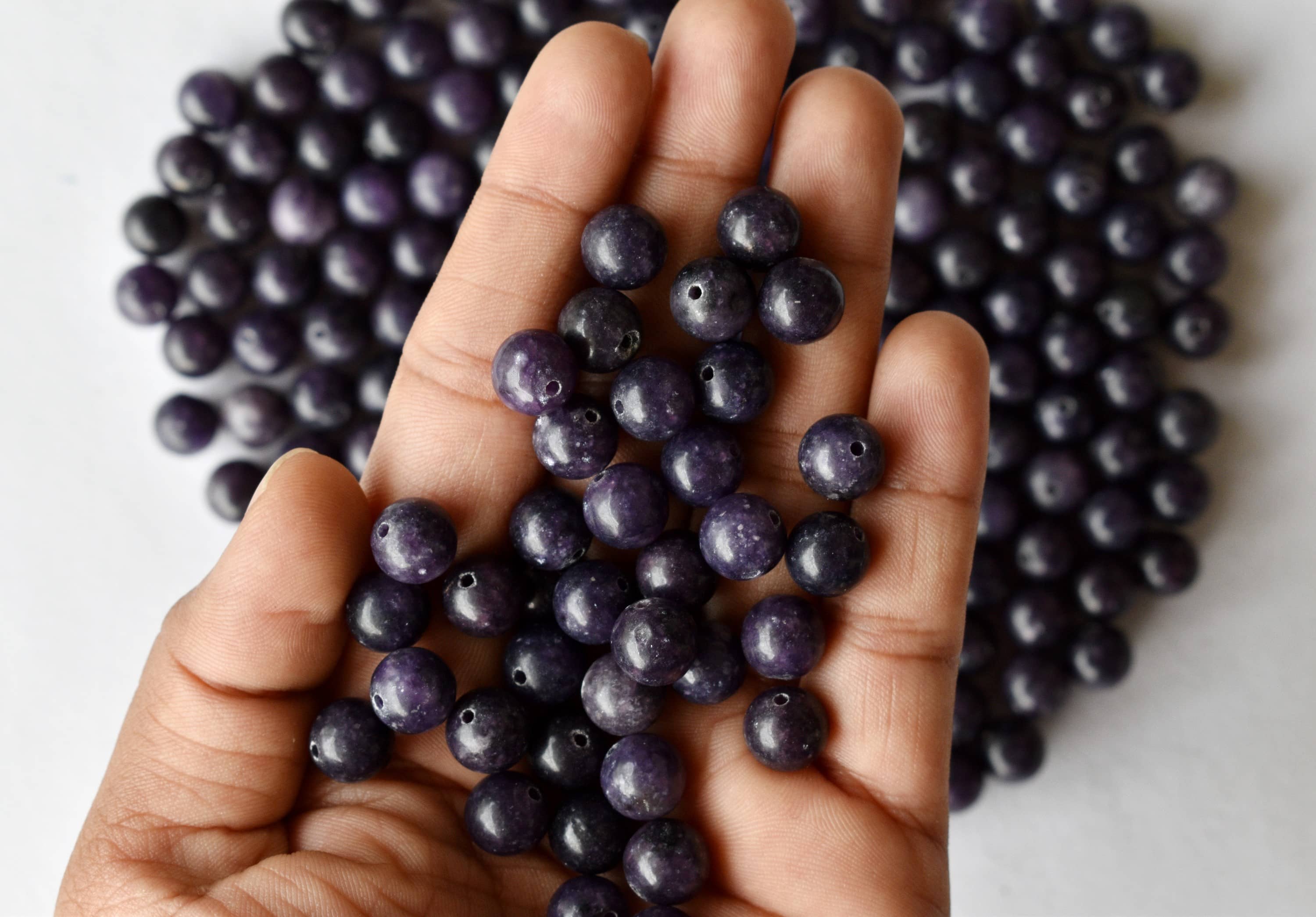 Lepidolite Beads, Natural Round Crystal Beads 6mm to 10mm  DestGlow