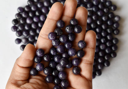 Lepidolite Beads, Natural Round Crystal Beads 6mm to 10mm  DestGlow