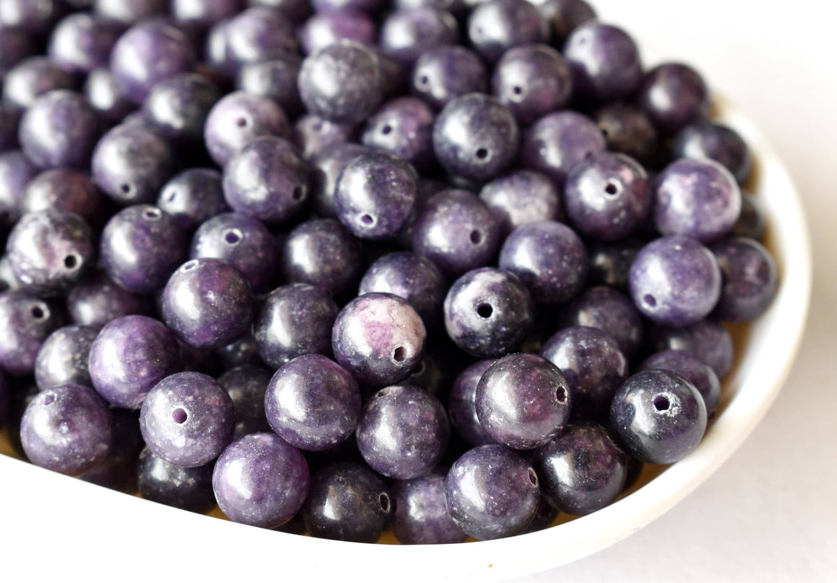Lepidolite Beads, Natural Round Crystal Beads 6mm to 10mm  DestGlow