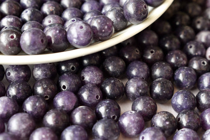 Lepidolite Beads, Natural Round Crystal Beads 6mm to 10mm  DestGlow