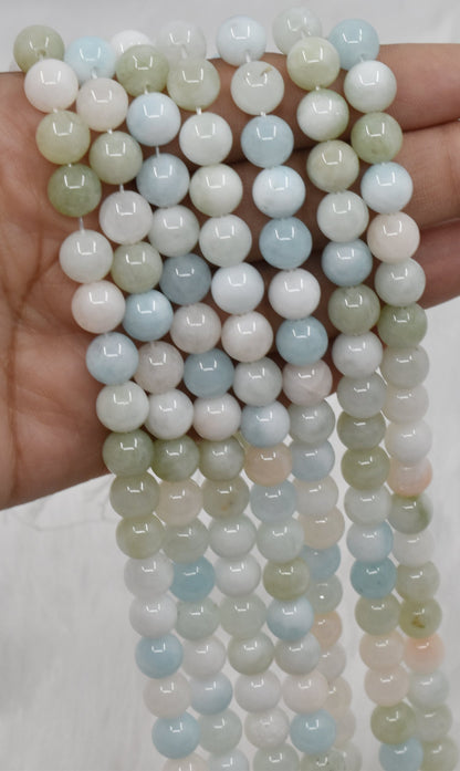 Morganite Beads, Natural Round Crystal Beads 4mm,6mm, 8mm.  DestGlow