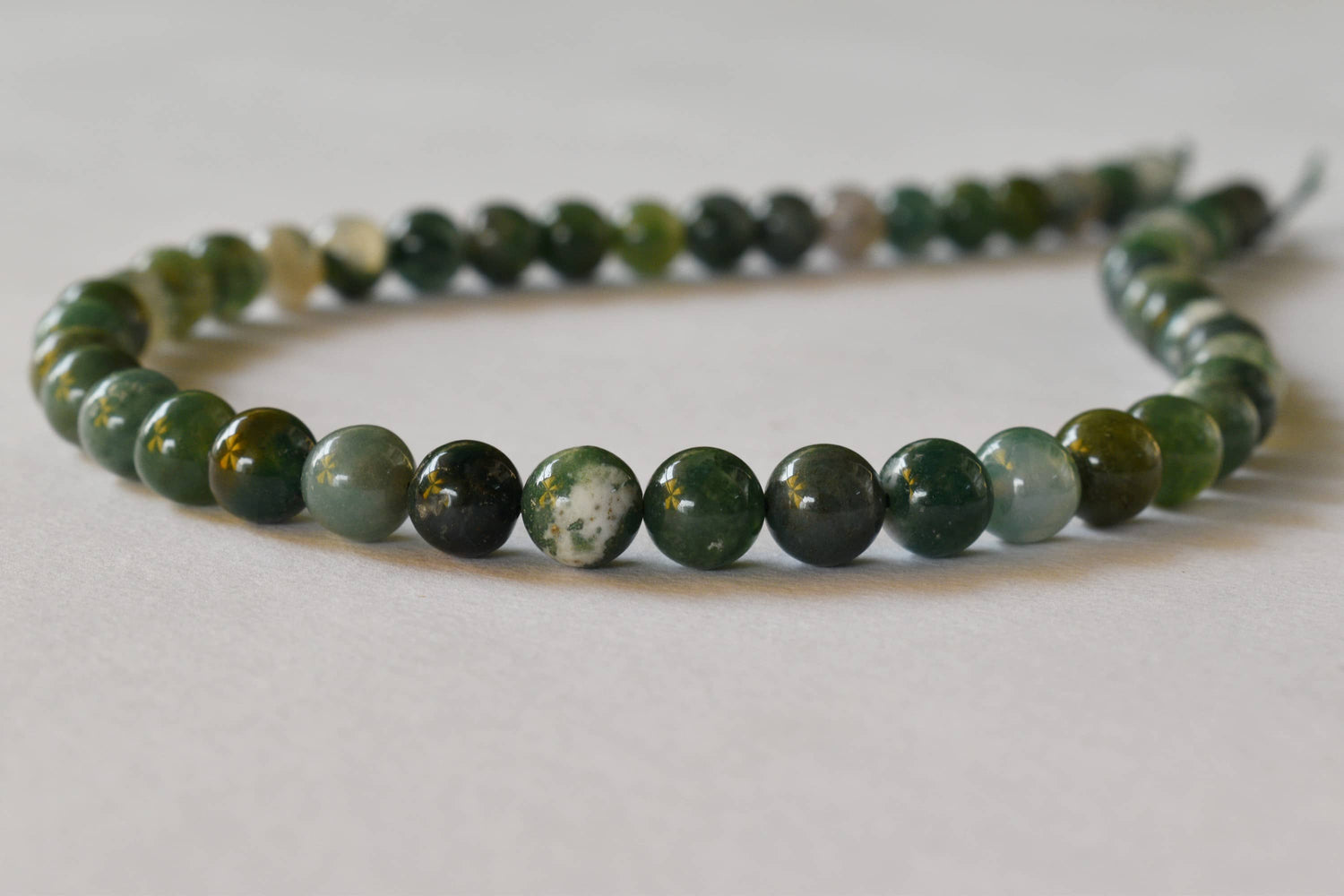 Moss Agate Beads, Natural Round Crystal Beads 4mm to 12mm.  DestGlow