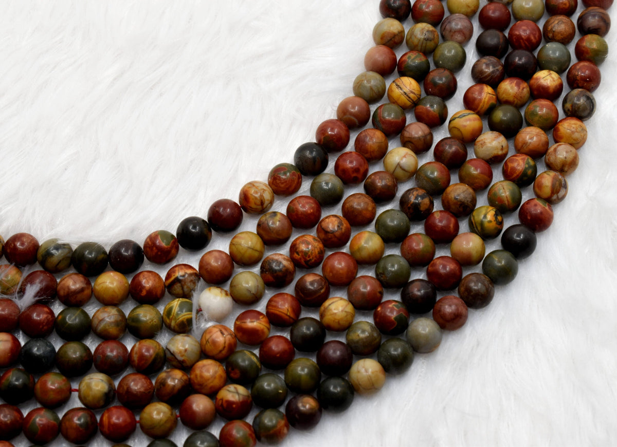 Multi Picasso Jasper Beads, Natural Round Crystal Beads 4mm to 10mm  DestGlow