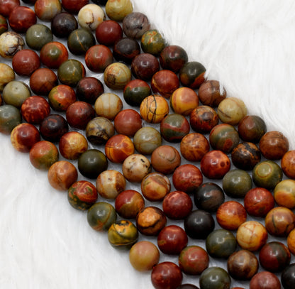 Multi Picasso Jasper Beads, Natural Round Crystal Beads 4mm to 10mm  DestGlow
