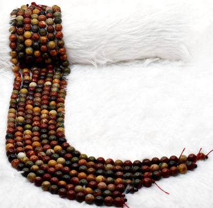Multi Picasso Jasper Beads, Natural Round Crystal Beads 4mm to 10mm  DestGlow