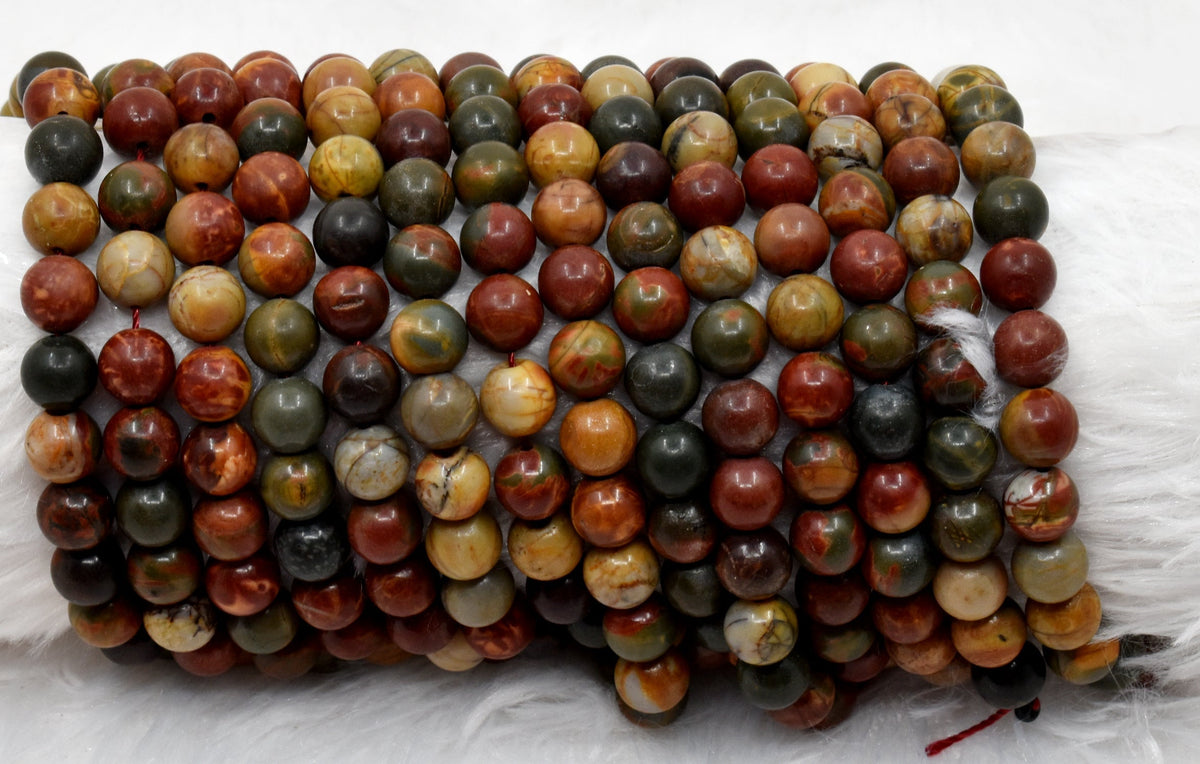 Multi Picasso Jasper Beads, Natural Round Crystal Beads 4mm to 10mm  DestGlow