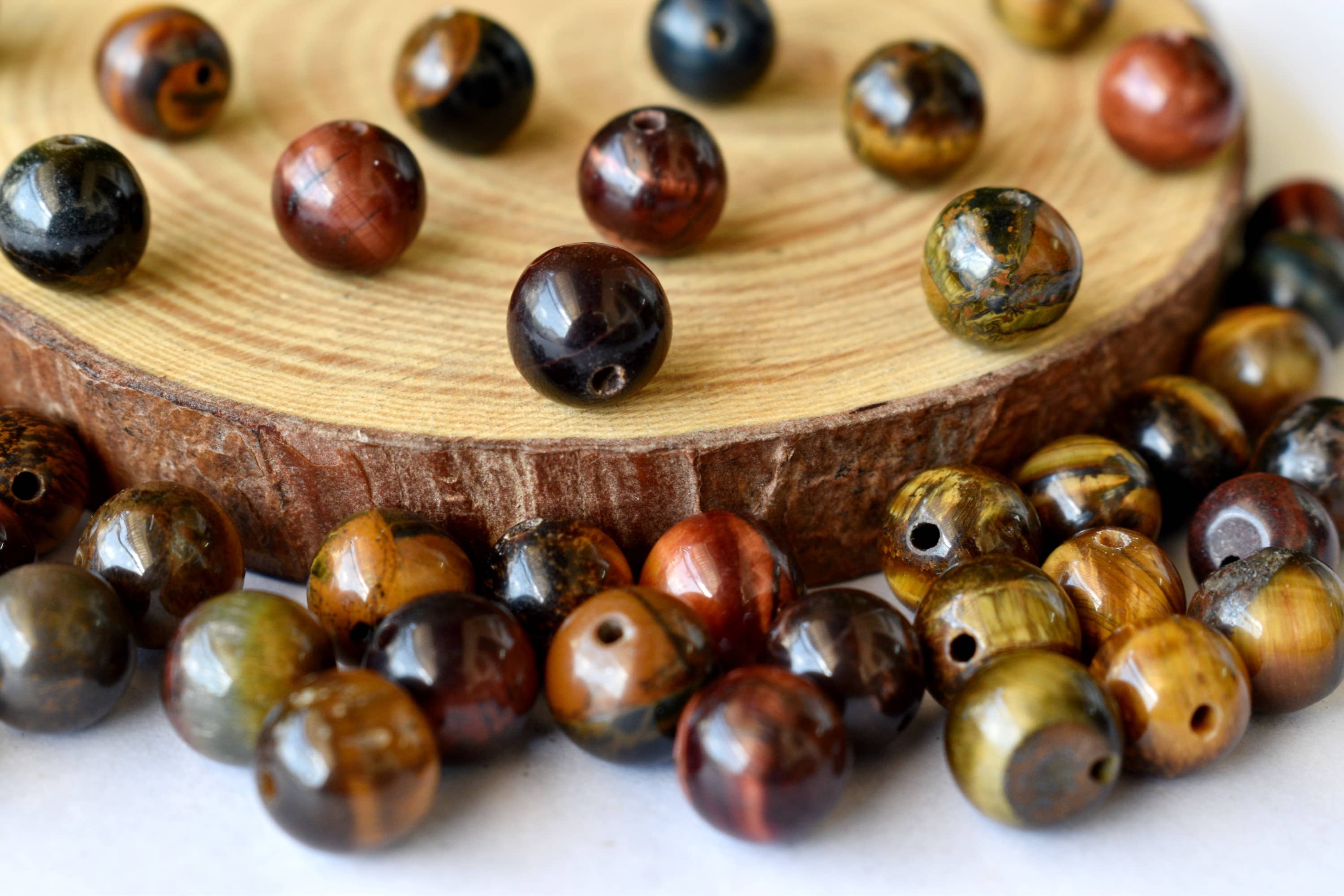 Multi Tiger Eye Beads, Natural Round Crystal Beads 6mm to 10mm  DestGlow