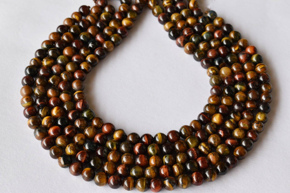 Multi Tiger Eye Beads, Natural Round Crystal Beads 6mm to 10mm  DestGlow