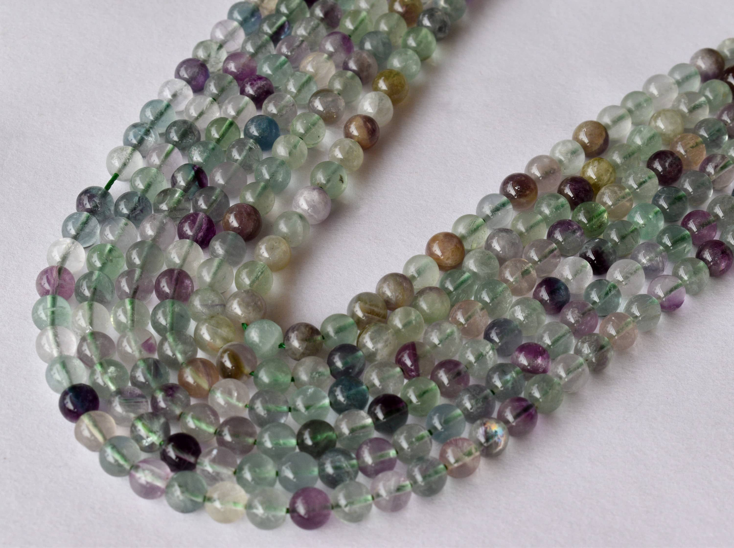 Multi Fluorite Beads, Natural Round Crystal Beads 4mm to 12mm  DestGlow