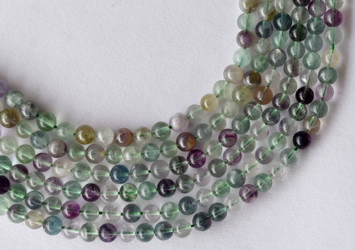 Multi Fluorite Beads, Natural Round Crystal Beads 4mm to 12mm  DestGlow