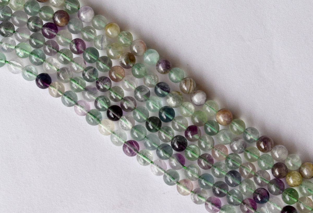 Multi Fluorite Beads, Natural Round Crystal Beads 4mm to 12mm  DestGlow