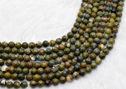 Ocean Jasper Beads, Natural Round Crystal Beads 4mm to 12mm.  DestGlow