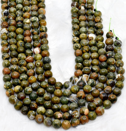 Ocean Jasper Beads, Natural Round Crystal Beads 4mm to 12mm.  DestGlow