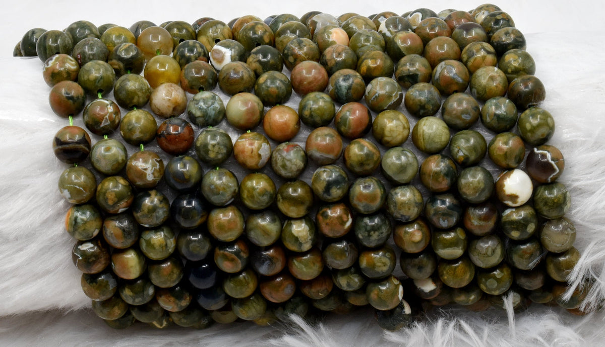 Ocean Jasper Beads, Natural Round Crystal Beads 4mm to 12mm.  DestGlow