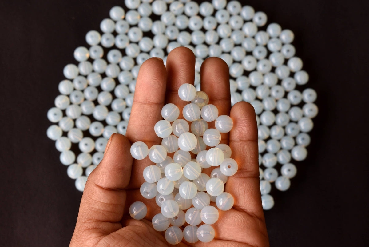 Opal Synthetic Beads, Natural Round Crystal Beads 4mm to 10mm  DestGlow