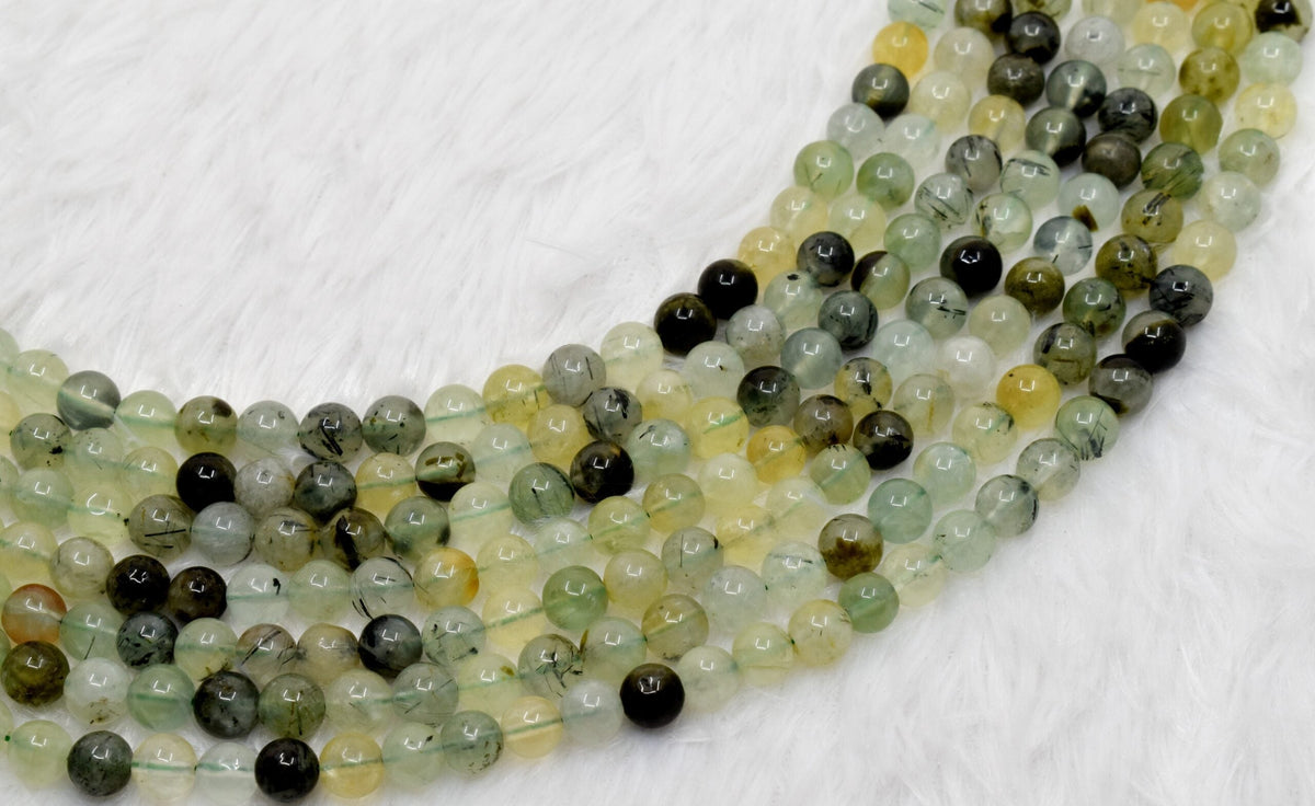 Prehnite Beads, Natural Round Crystal Beads 4mm to 10mm.  DestGlow