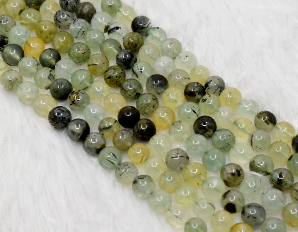 Prehnite Beads, Natural Round Crystal Beads 4mm to 10mm.  DestGlow