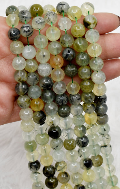 Prehnite Beads, Natural Round Crystal Beads 4mm to 10mm.  DestGlow